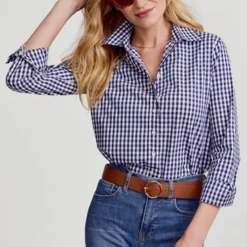 The Shirt By Rochelle Behrens - The Icon Shirt in Navy Wide Check